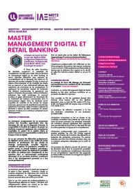 Plaquette Master Management digital et retail banking